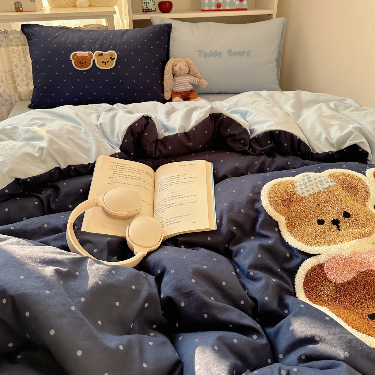 91家纺网 家纺一手货源 找家纺 初念 2026新款2026超软糯可爱系毛巾绣四件套系列提供买家秀 四只小熊