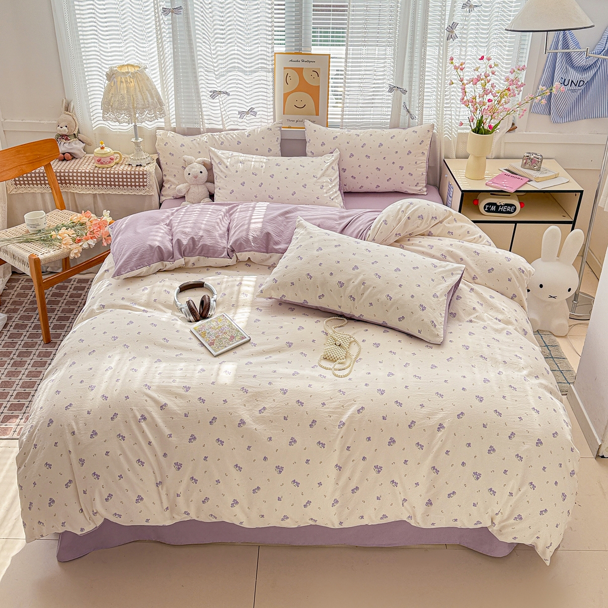 名品家纺 2026新款古法水洗仿棉云感纱四件套 提供买家秀 露丝