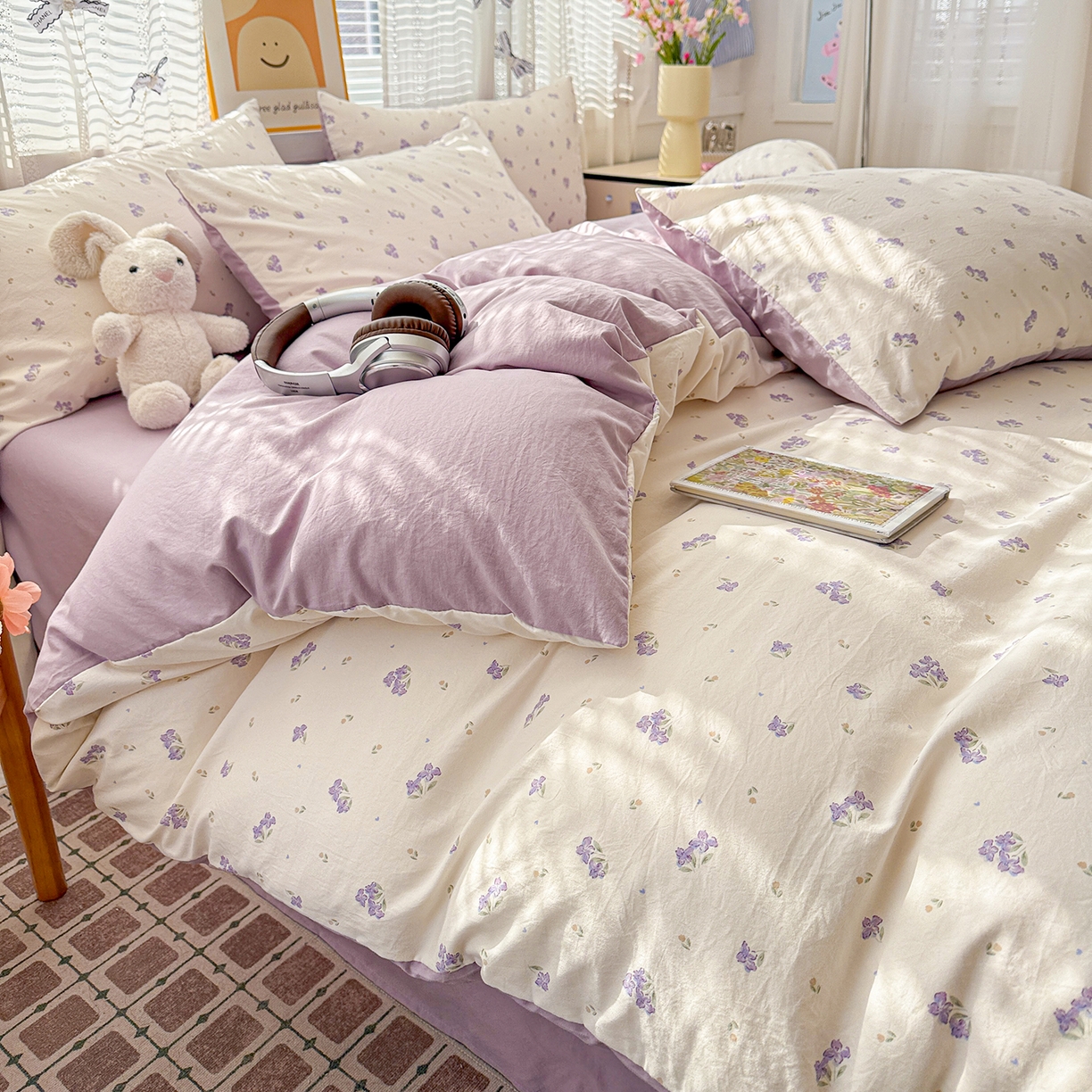 91家纺网 家纺一手货源 找家纺 名品家纺 2026新款古法水洗仿棉云感纱四件套 提供买家秀 露丝