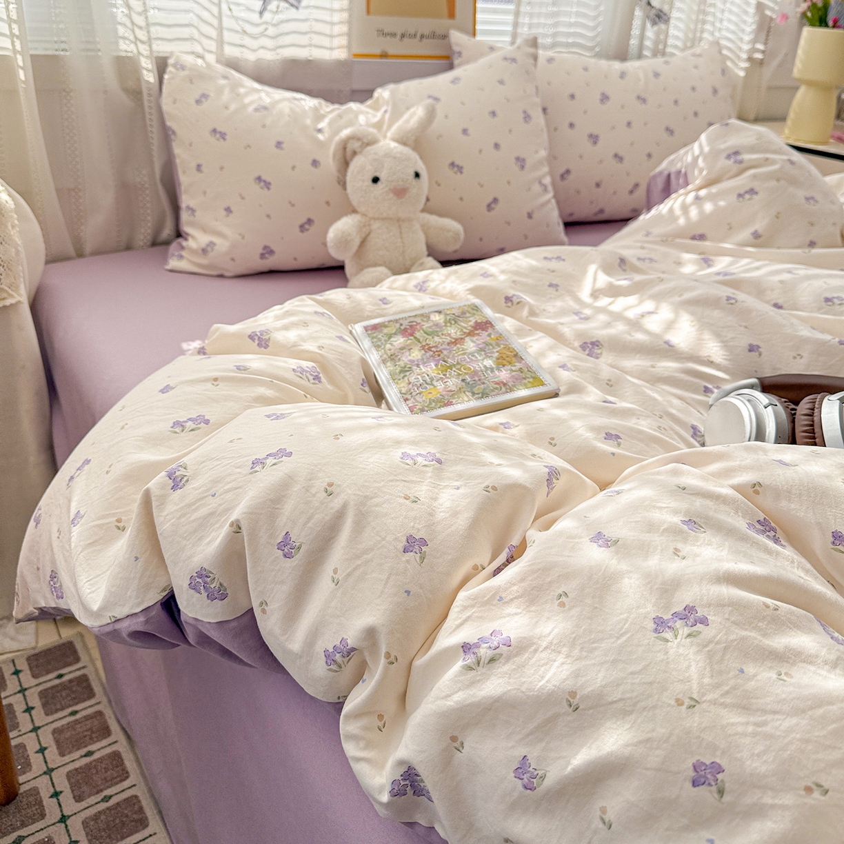 91家纺网 家纺一手货源 找家纺 名品家纺 2026新款古法水洗仿棉云感纱四件套 提供买家秀 露丝