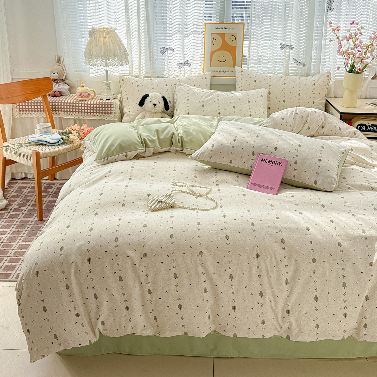 91家纺网 家纺一手货源 找家纺 名品家纺 2026新款古法水洗仿棉云感纱四件套 提供买家秀 森林