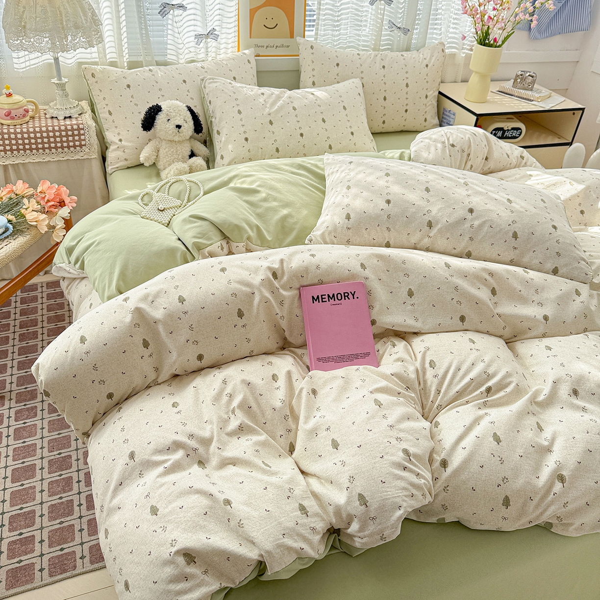 91家纺网 家纺一手货源 找家纺 名品家纺 2026新款古法水洗仿棉云感纱四件套 提供买家秀 森林