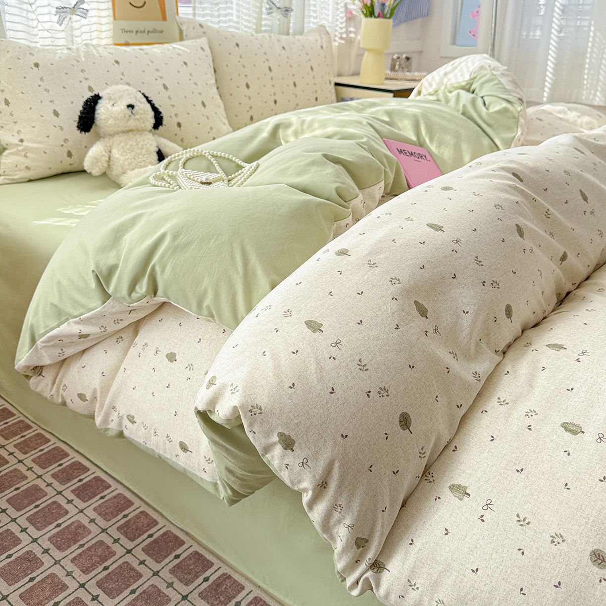 91家纺网 家纺一手货源 找家纺 名品家纺 2026新款古法水洗仿棉云感纱四件套 提供买家秀 森林