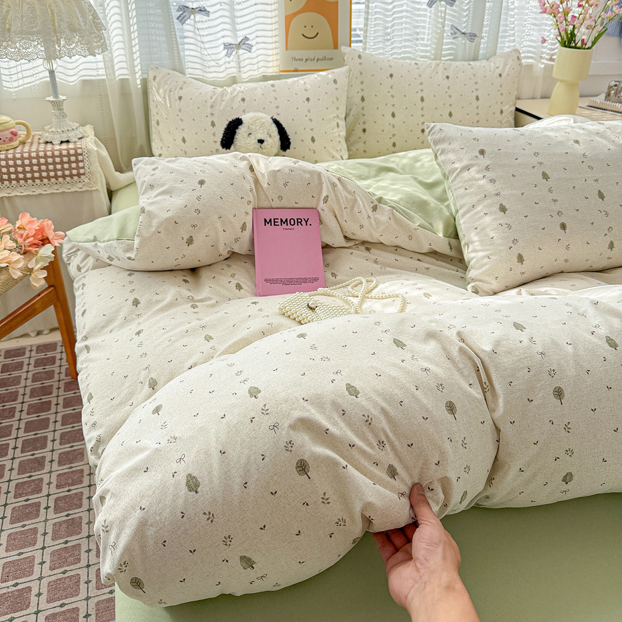 91家纺网 家纺一手货源 找家纺 名品家纺 2026新款古法水洗仿棉云感纱四件套 提供买家秀 森林