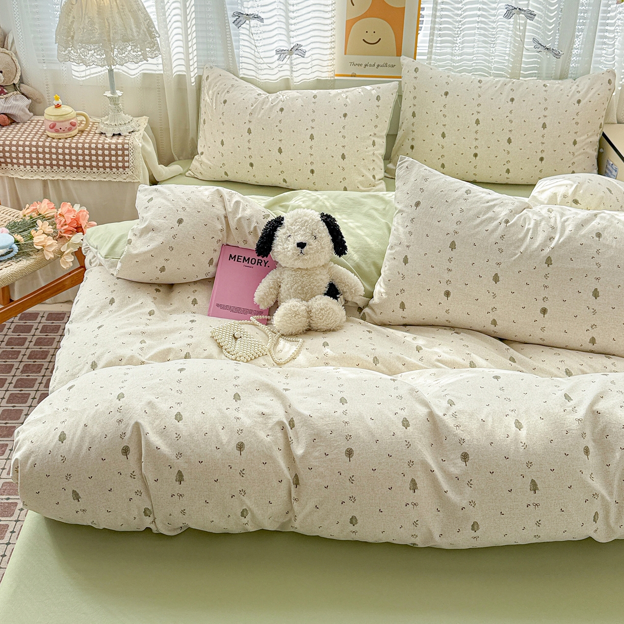 91家纺网 家纺一手货源 找家纺 名品家纺 2026新款古法水洗仿棉云感纱四件套 提供买家秀 森林