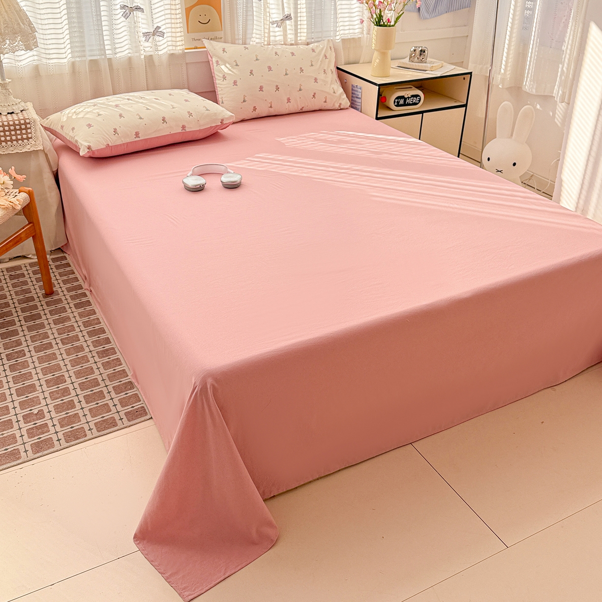 91家纺网 家纺一手货源 找家纺 名品家纺 2026新款古法水洗仿棉云感纱四件套 提供买家秀 甜心兔