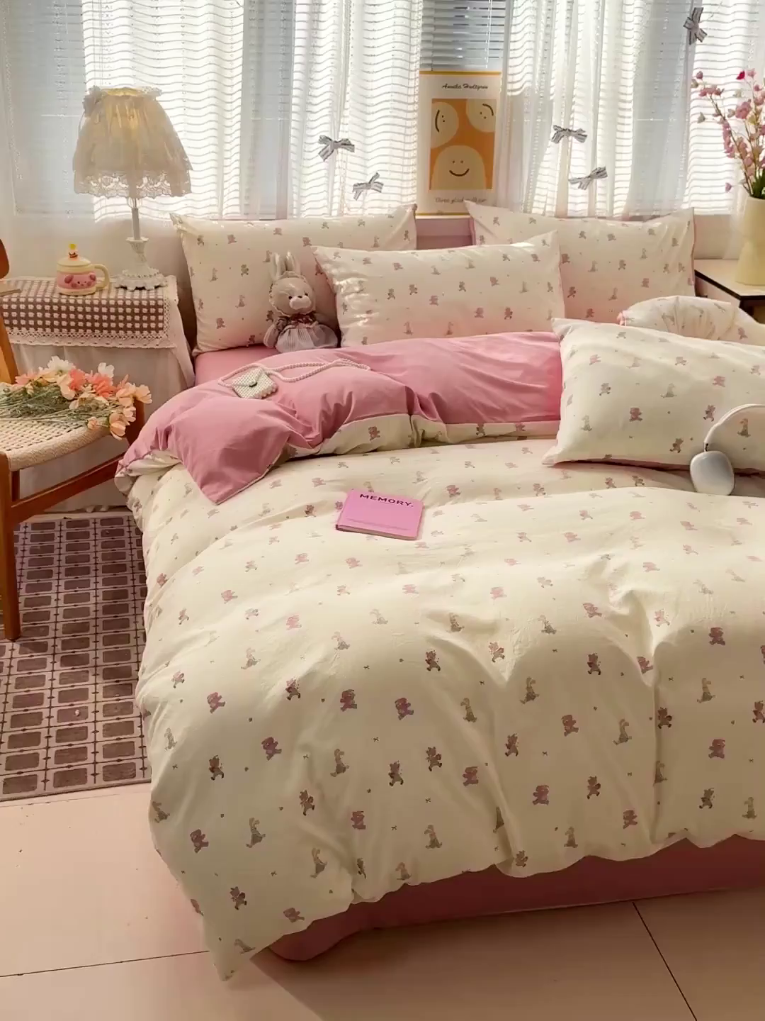 91家纺网 家纺一手货源 找家纺 名品家纺 2026新款古法水洗仿棉云感纱四件套 提供买家秀 甜心兔