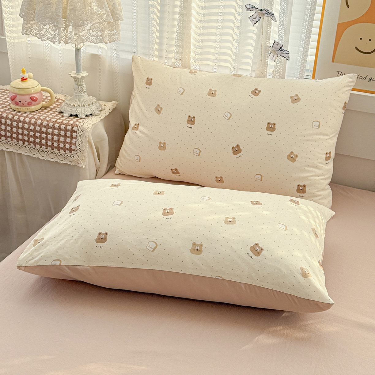 91家纺网 家纺一手货源 找家纺 名品家纺 2026新款古法水洗仿棉云感纱四件套 提供买家秀 吐司小熊