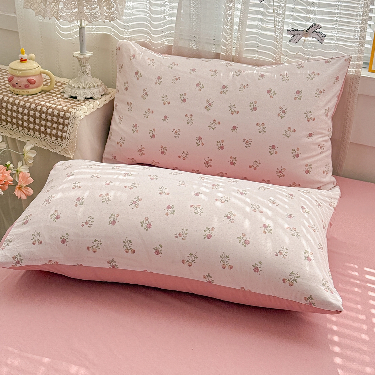 91家纺网 家纺一手货源 找家纺 名品家纺 2026新款古法水洗仿棉云感纱四件套 提供买家秀 小玫瑰