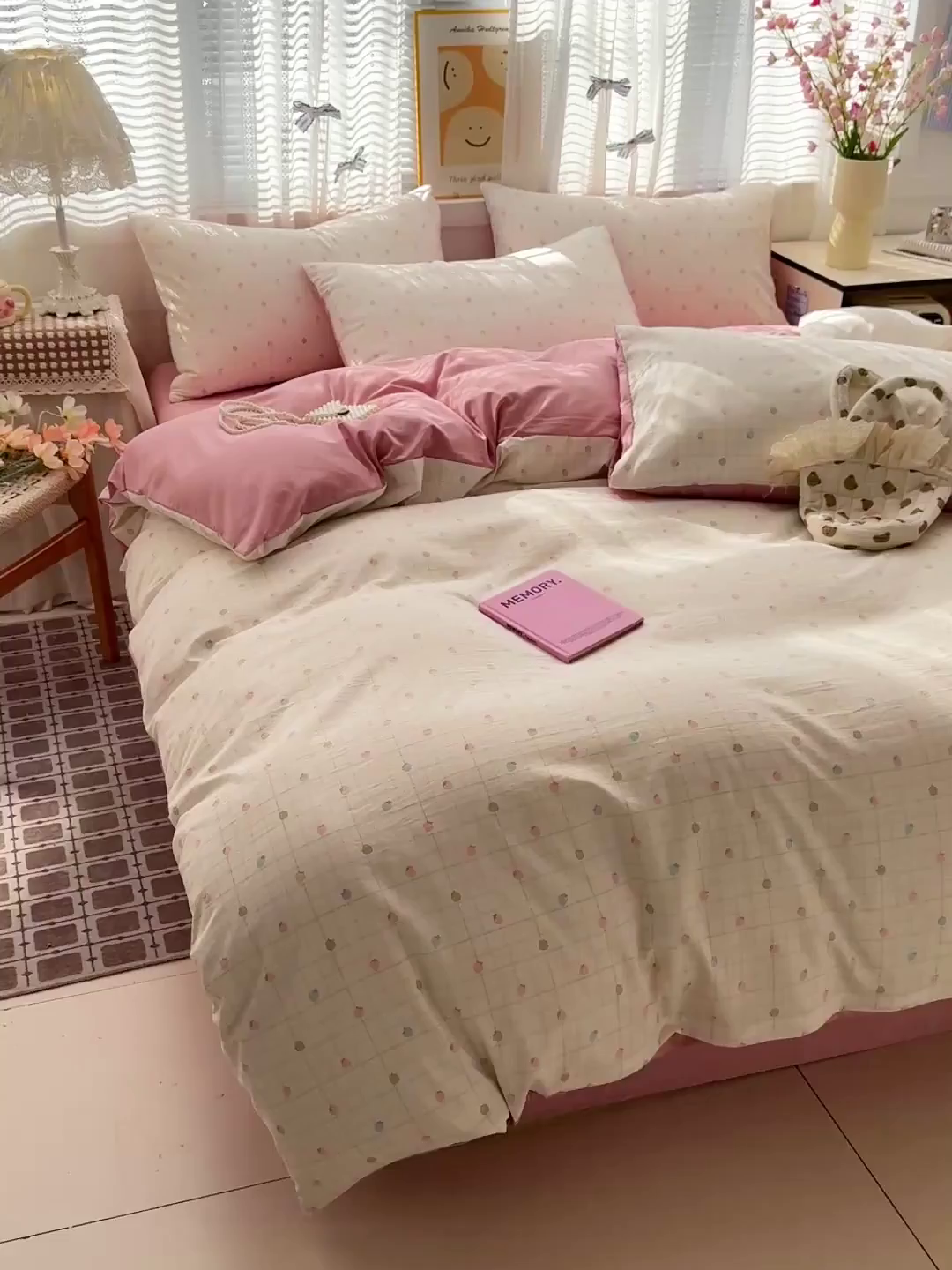 91家纺网 家纺一手货源 找家纺 名品家纺 2026新款古法水洗仿棉云感纱四件套 提供买家秀 小玫瑰