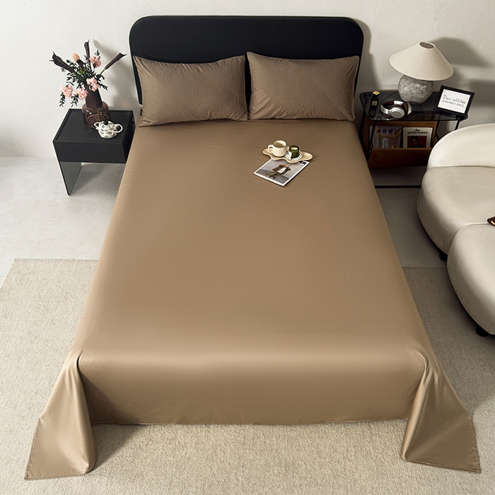 91家纺网 家纺一手货源 找家纺 富馨莱 2026新款100支长绒棉色织大提花四件套单品床单系列 爱庭-摩卡棕