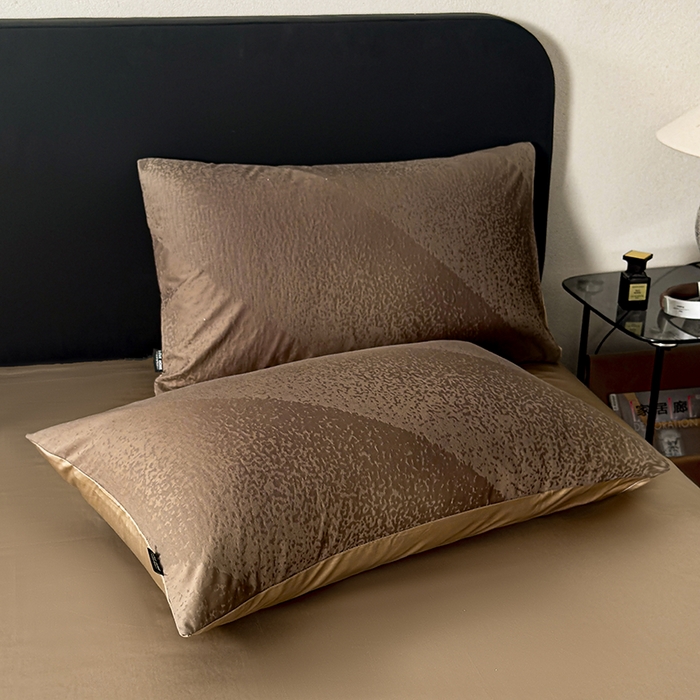 91家纺网 家纺一手货源 找家纺 富馨莱 2026新款100支长绒棉色织大提花四件套单品床单系列 爱庭-摩卡棕