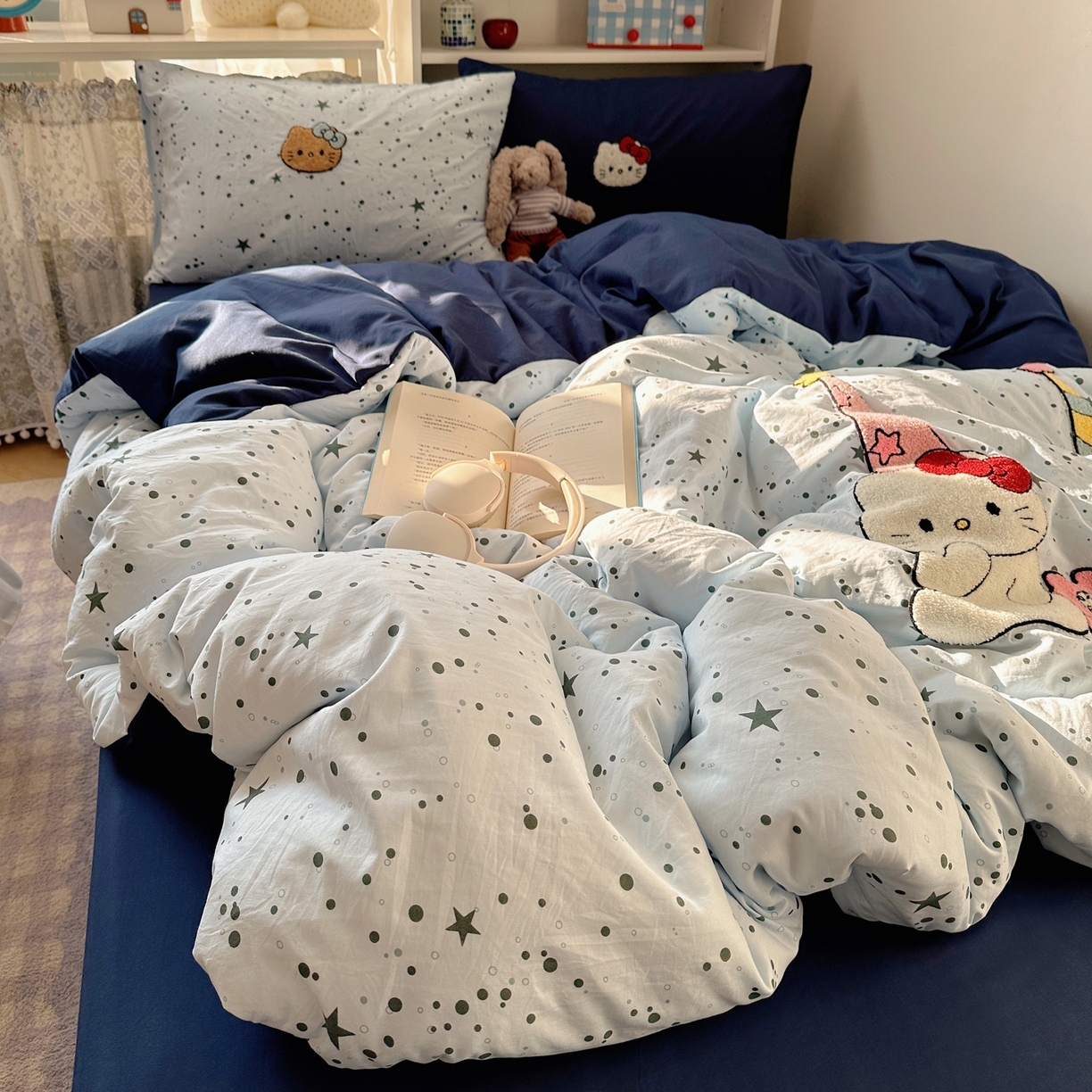 91家纺网 家纺一手货源 找家纺 初念 2026新款2026超软糯可爱系毛巾绣四件套系列提供买家秀 约会猫咪