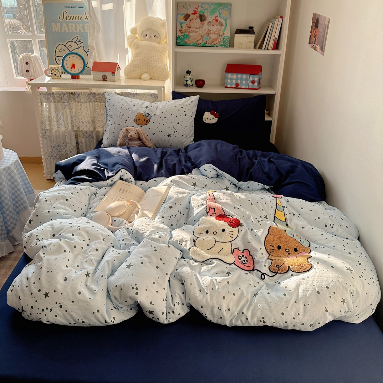 91家纺网 家纺一手货源 找家纺 初念 2026新款2026超软糯可爱系毛巾绣四件套系列提供买家秀 约会猫咪