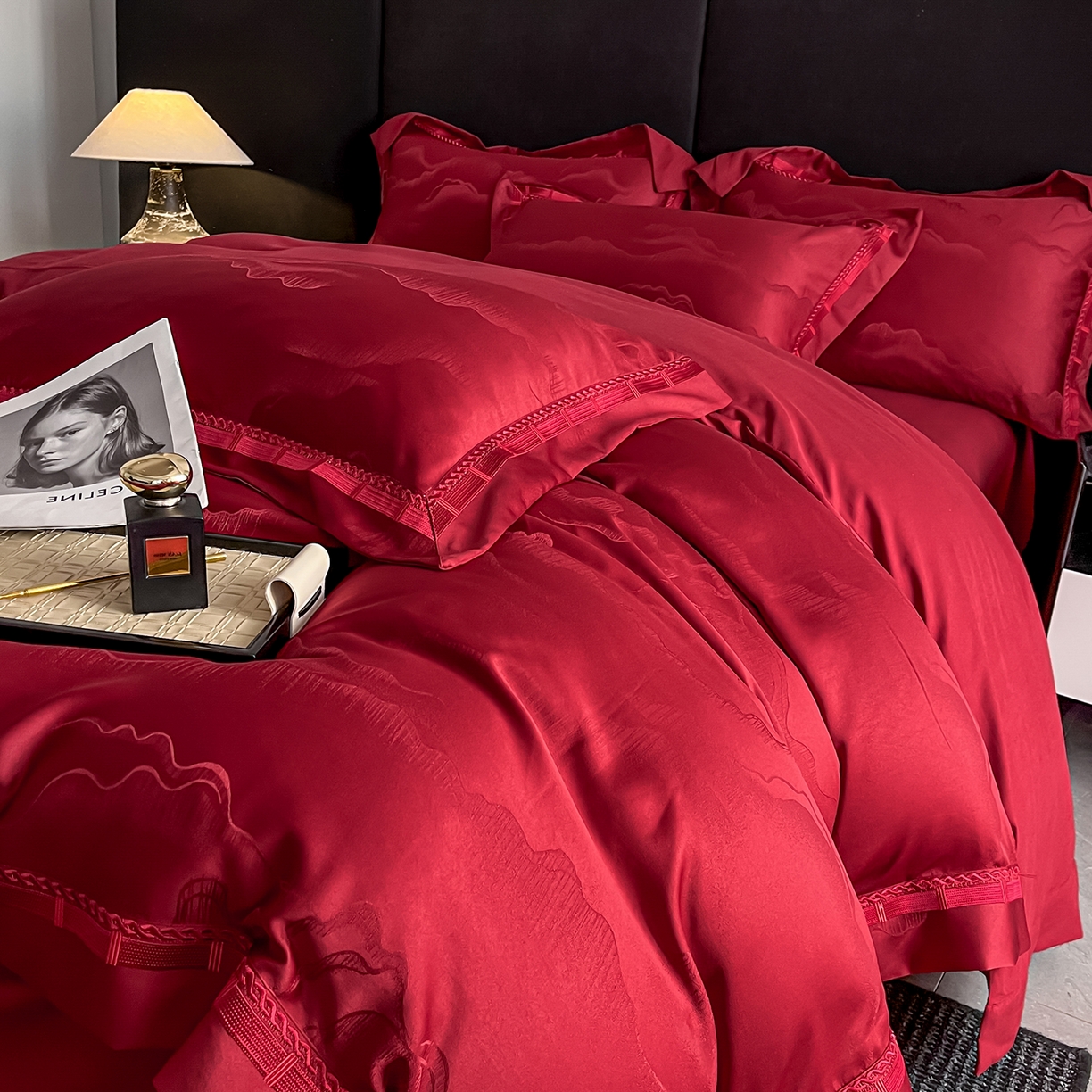 91家纺网 家纺一手货源 找家纺 （总）置顶家纺 2026春夏新款亲肤提花四件套-山峦