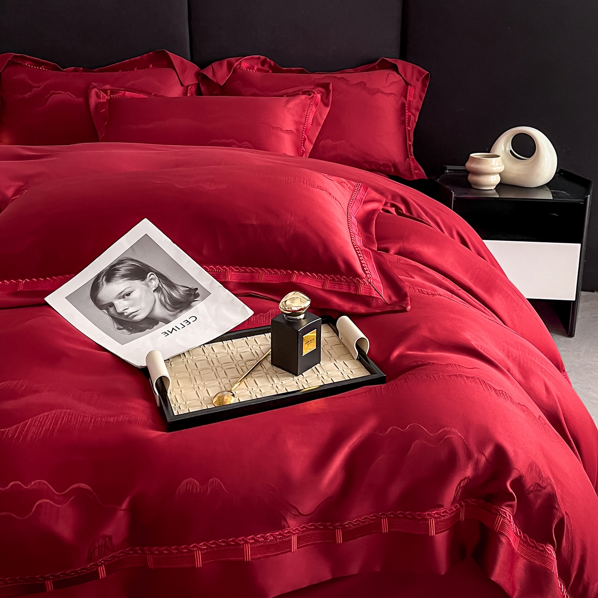 91家纺网 家纺一手货源 找家纺 （总）置顶家纺 2026春夏新款亲肤提花四件套-山峦