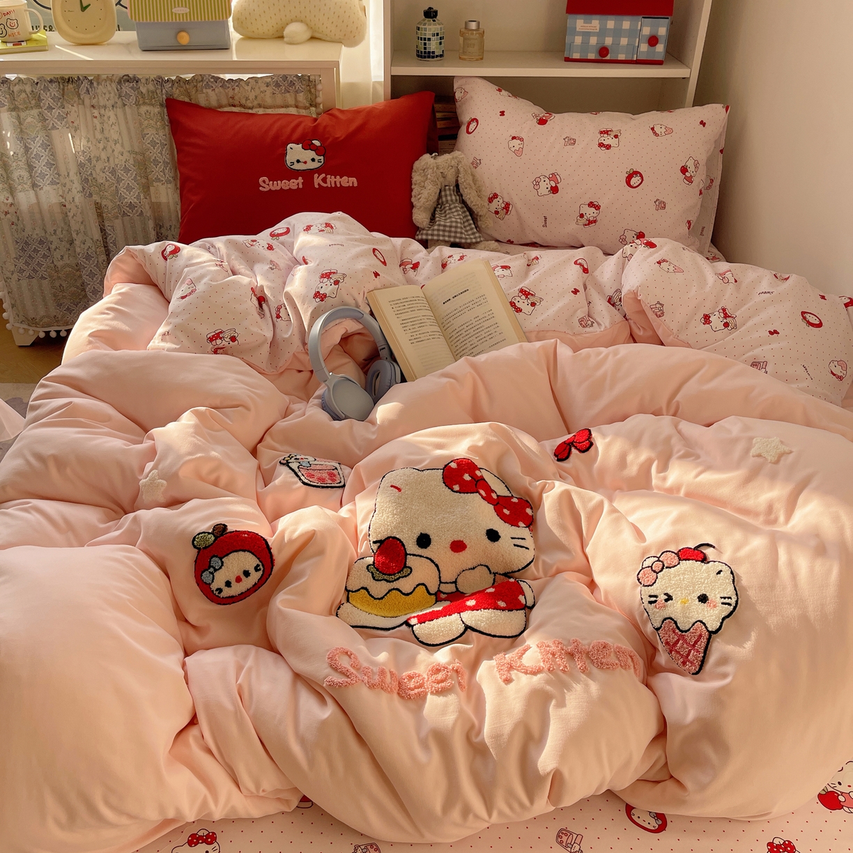 91家纺网 家纺一手货源 找家纺 初念 2026新款2026超软糯可爱系毛巾绣四件套系列提供买家秀 做甜品的猫