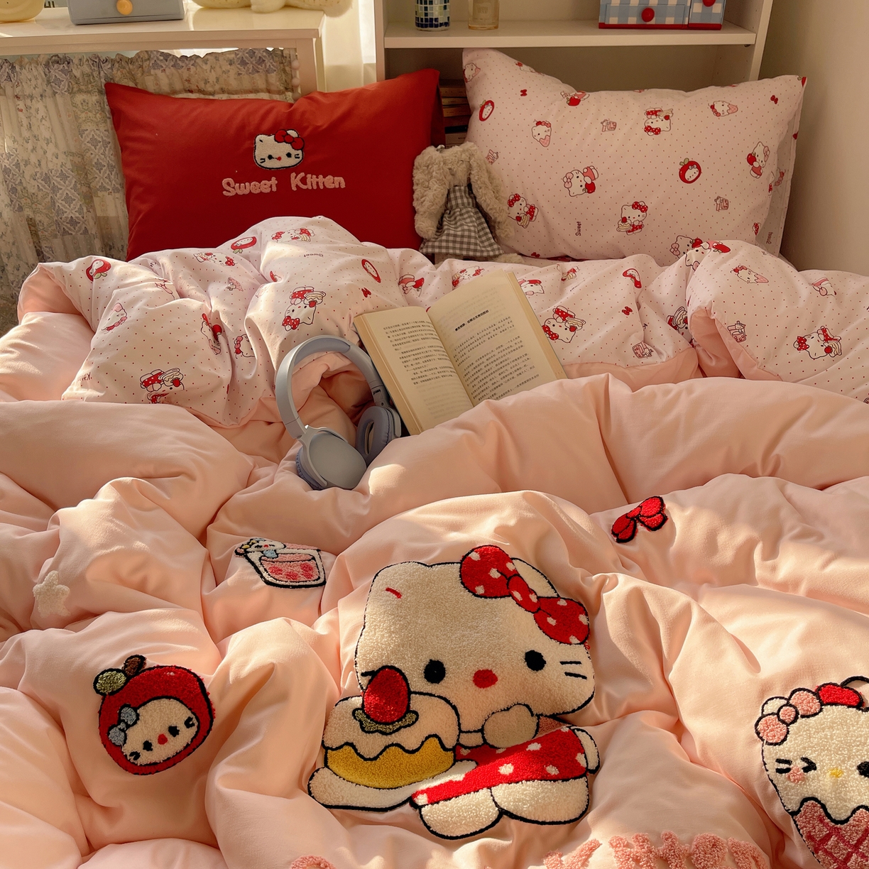 91家纺网 家纺一手货源 找家纺 初念 2026新款2026超软糯可爱系毛巾绣四件套系列提供买家秀 做甜品的猫