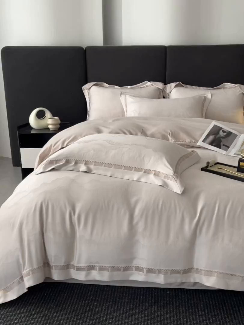 91家纺网 家纺一手货源 找家纺 置顶家纺 2026春夏新款亲肤提花四件套-山峦 山峦-肉粉