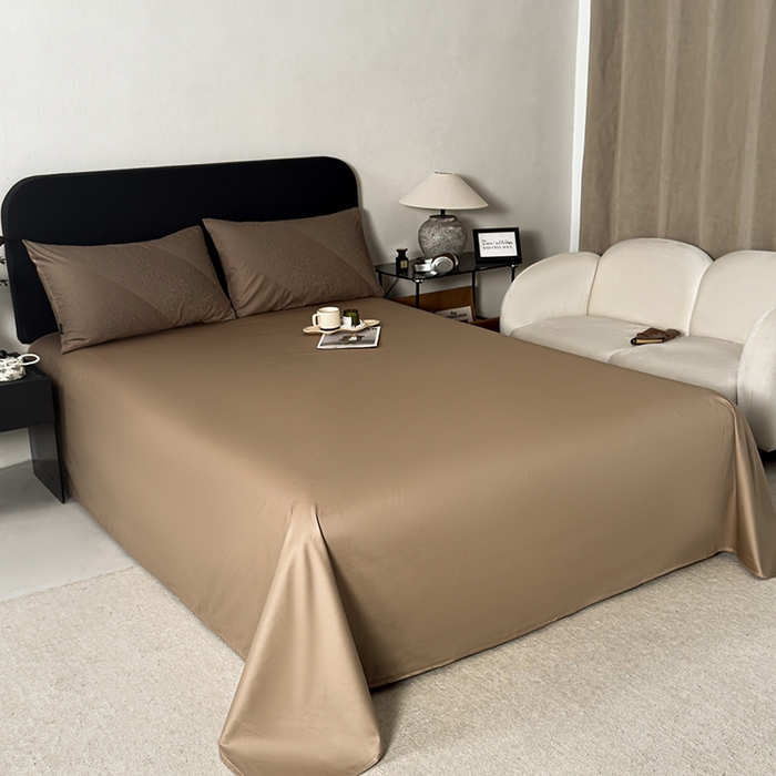 91家纺网 家纺一手货源 找家纺 富馨莱 2026新款100支长绒棉色织大提花四件套单品被套系列 爱庭-摩卡棕