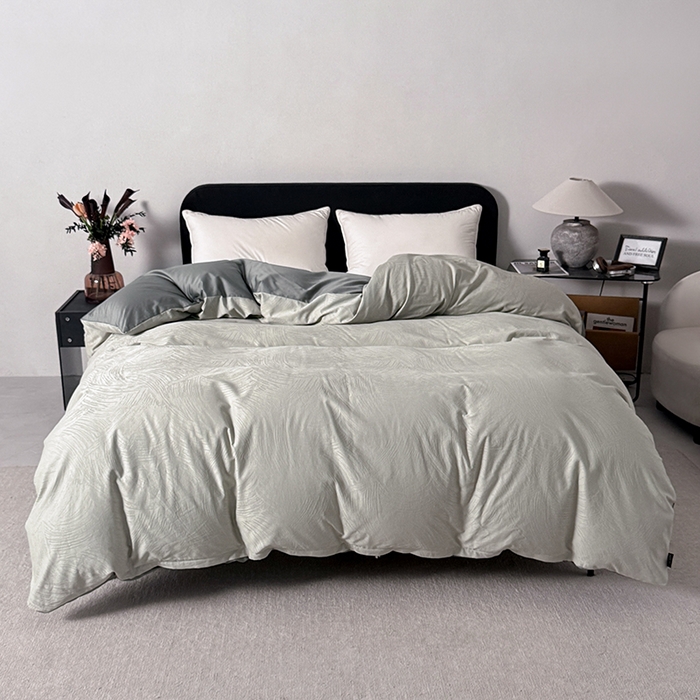 富馨莱 2026新款100支长绒棉色织大提花四件套单品被套系列 凤鸣-雪松绿