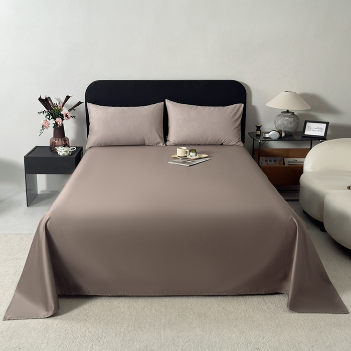 91家纺网 家纺一手货源 找家纺 富馨莱 2026新款100支长绒棉色织大提花四件套单品枕套系列 凤鸣-可可棕