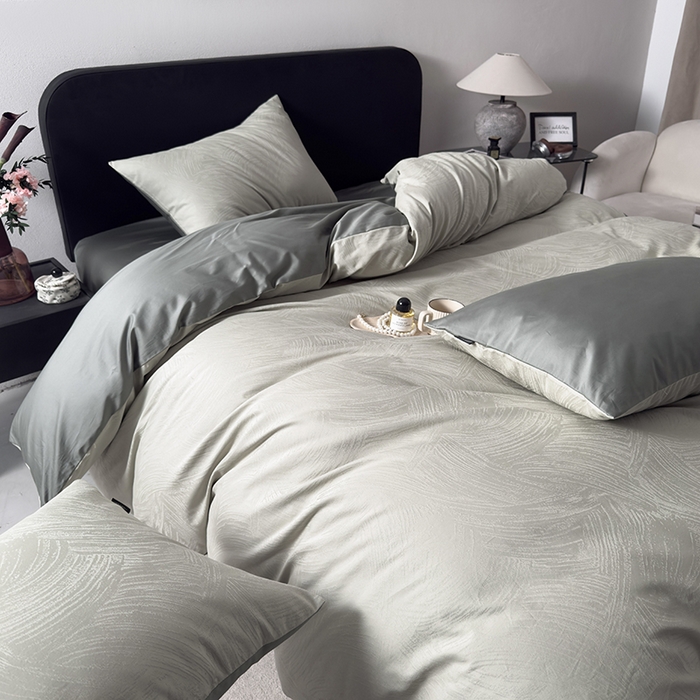 91家纺网 家纺一手货源 找家纺 富馨莱 2026新款100支长绒棉色织大提花四件套单品枕套系列 凤鸣-雪松绿