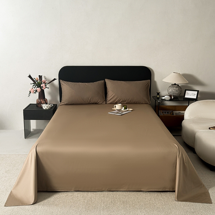 91家纺网 家纺一手货源 找家纺 富馨莱 2026新款100支长绒棉色织大提花四件套系列 爱庭-摩卡棕