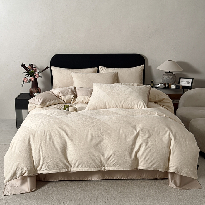 富馨莱 2026新款100支长绒棉色织大提花四件套系列 爱庭-燕麦烤茶