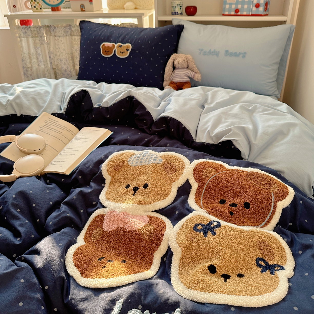 91家纺网 家纺一手货源 找家纺 贝扬思家纺 2026新款超软糯可爱系毛巾绣四件套系列 四只小熊