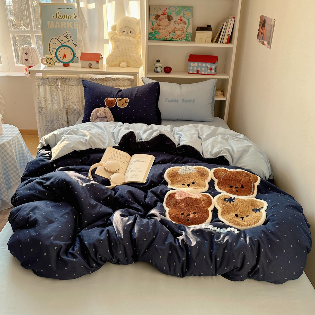 91家纺网 家纺一手货源 找家纺 贝扬思家纺 2026新款超软糯可爱系毛巾绣四件套系列 四只小熊