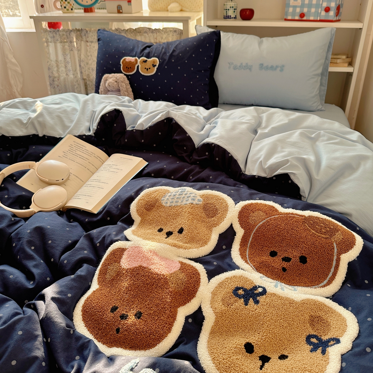 91家纺网 家纺一手货源 找家纺 贝扬思家纺 2026新款超软糯可爱系毛巾绣四件套系列 四只小熊