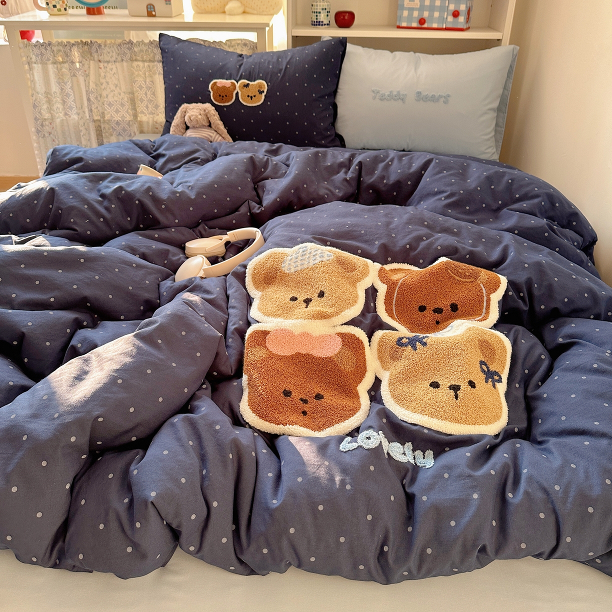 91家纺网 家纺一手货源 找家纺 贝扬思家纺 2026新款超软糯可爱系毛巾绣四件套系列 四只小熊