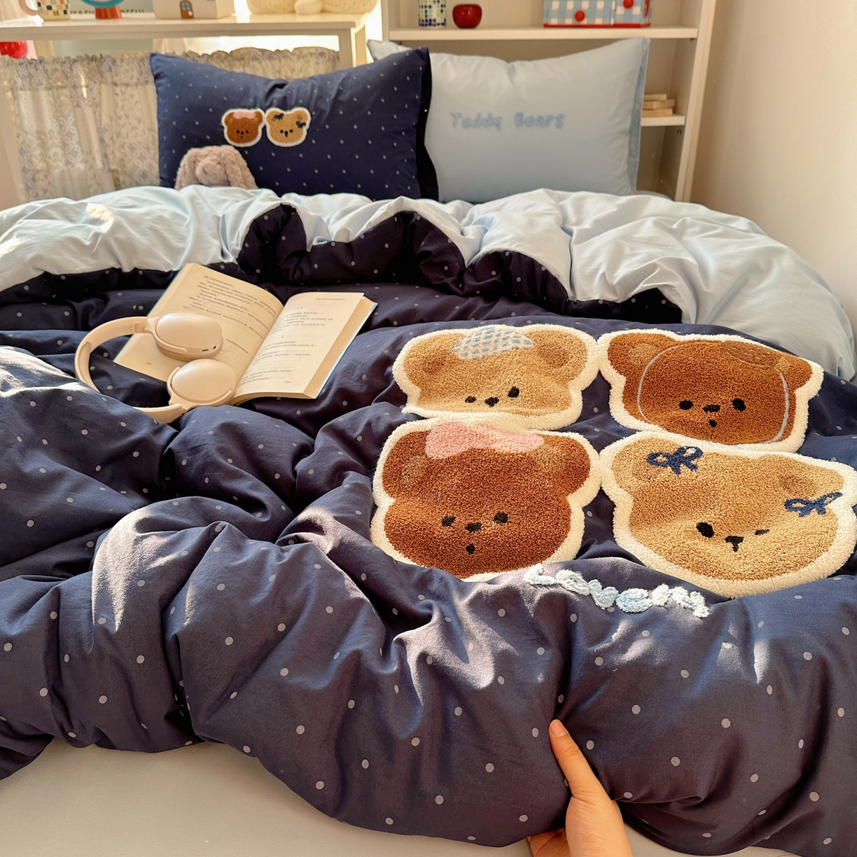 91家纺网 家纺一手货源 找家纺 贝扬思家纺 2026新款超软糯可爱系毛巾绣四件套系列 四只小熊