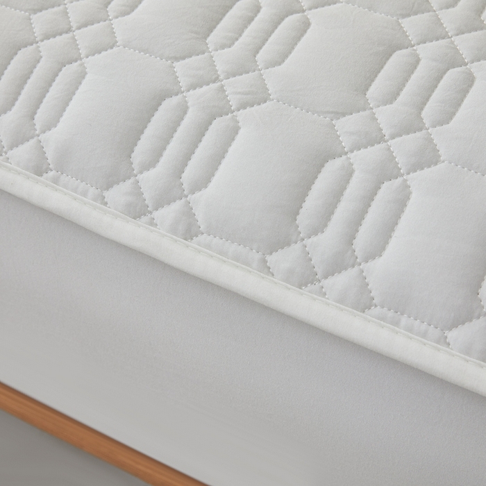 91家纺网 家纺一手货源 找家纺 邵依家纺 2026新款原棉防水床笠系列 菱格本白