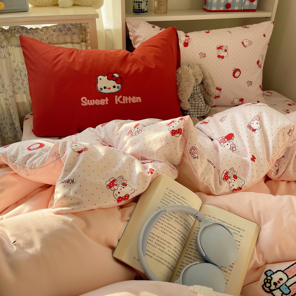 91家纺网 家纺一手货源 找家纺 贝扬思家纺 2026新款超软糯可爱系毛巾绣四件套系列 做甜品的猫