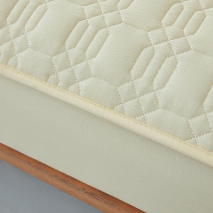 91家纺网 家纺一手货源 找家纺 邵依家纺 2026新款原棉防水床笠系列 菱格豆青