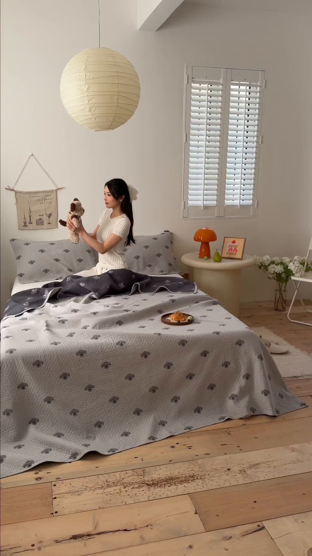 91家纺网 家纺一手货源 找家纺 （总）沐瑟家纺 2026新款纯棉四层纱布枕巾-叮叮狗和浅跳兔