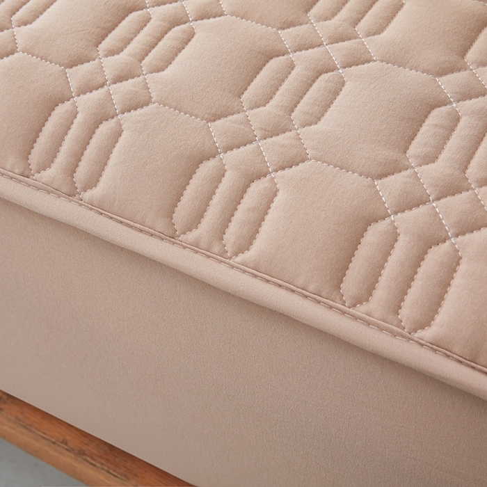 91家纺网 家纺一手货源 找家纺 邵依家纺 2026新款原棉防水床笠系列 菱格卡其