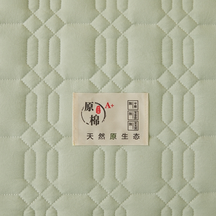 91家纺网 家纺一手货源 找家纺 邵依家纺 2026新款原棉防水床笠系列 菱格嫩绿