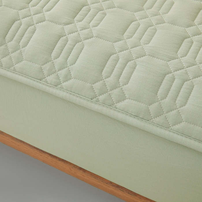 91家纺网 家纺一手货源 找家纺 邵依家纺 2026新款原棉防水床笠系列 菱格嫩绿