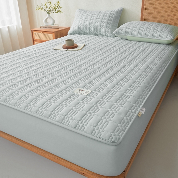 91家纺网 家纺一手货源 找家纺 邵依家纺 2026新款原棉防水床笠系列 菱格烟灰