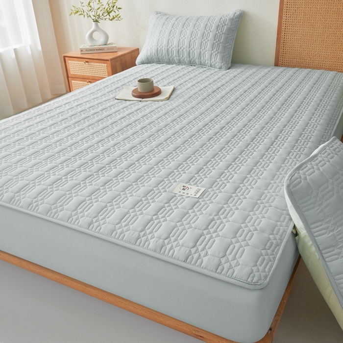 91家纺网 家纺一手货源 找家纺 邵依家纺 2026新款原棉防水床笠系列 菱格烟灰