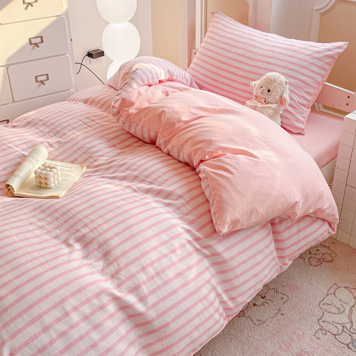 91家纺网 家纺一手货源 找家纺 （总）纽缦家纺 2026新款水洗棉简约格子风学生床套件系列