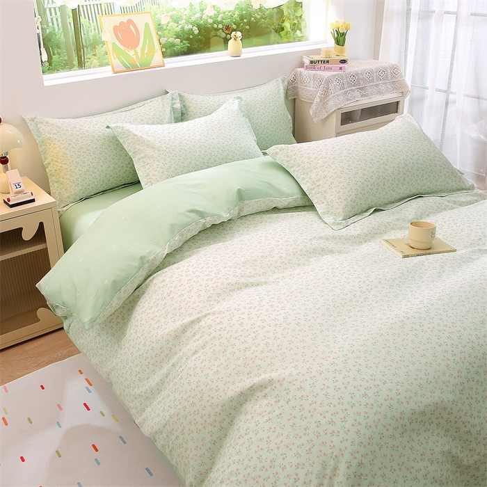 91家纺网 家纺一手货源 找家纺 织写 2026新款A类单件被套  单被套全棉纯棉 12868  预留缩水尺寸 槿夕-绿