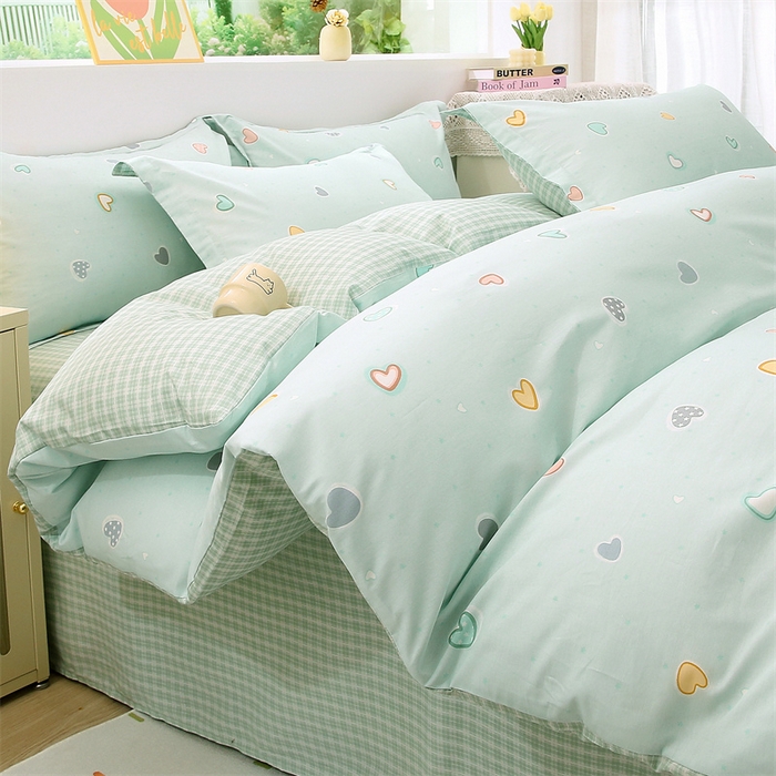 91家纺网 家纺一手货源 找家纺 织写 2026新款A类单件被套  单被套全棉纯棉 12868  预留缩水尺寸 卡布奇诺-绿