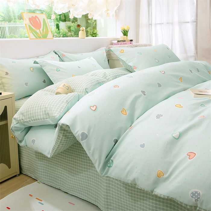 91家纺网 家纺一手货源 找家纺 织写 2026新款A类单件被套  单被套全棉纯棉 12868  预留缩水尺寸 卡布奇诺-绿