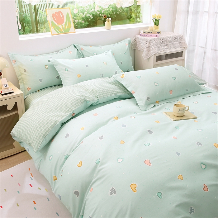 91家纺网 家纺一手货源 找家纺 织写 2026新款A类单件被套  单被套全棉纯棉 12868  预留缩水尺寸 卡布奇诺-绿