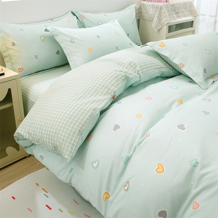 91家纺网 家纺一手货源 找家纺 织写 2026新款A类单件被套  单被套全棉纯棉 12868  预留缩水尺寸 卡布奇诺-绿