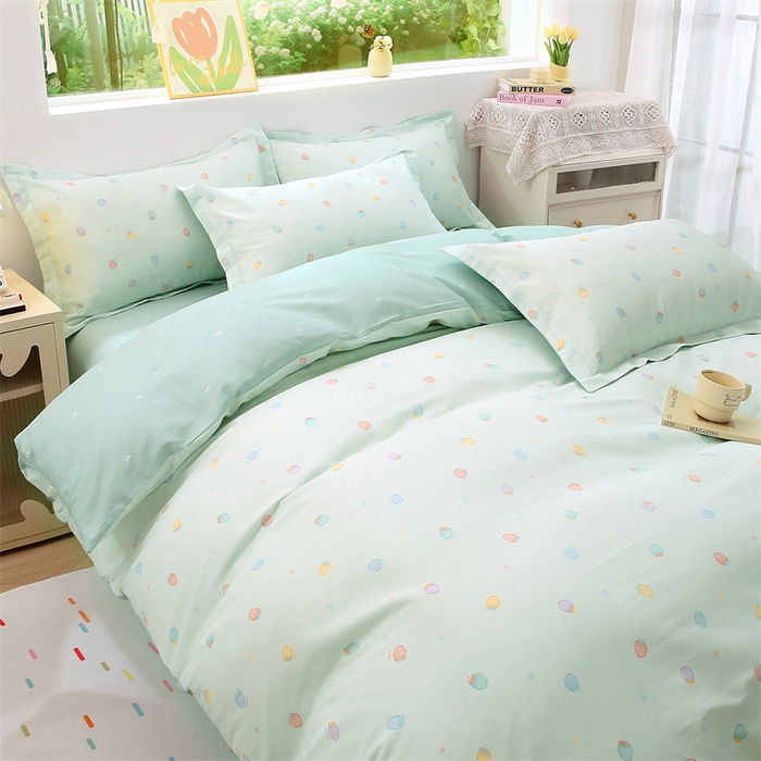 91家纺网 家纺一手货源 找家纺 织写 2026新款A类单件被套  单被套全棉纯棉 12868  预留缩水尺寸 可可布蕾-绿